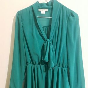 Hazel Long-Sleeve Tie-Front Dress